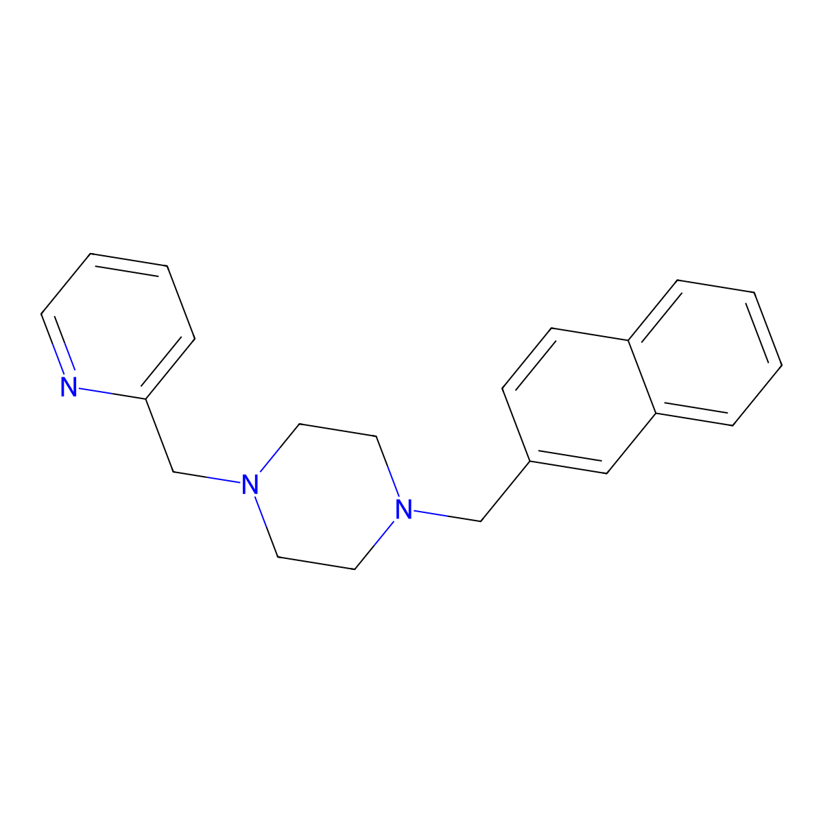 1-(Naphthalen-2-ylmethyl)-4-(pyridin-2-ylmethyl)piperazine molecular structure, CAS 505051-03-6