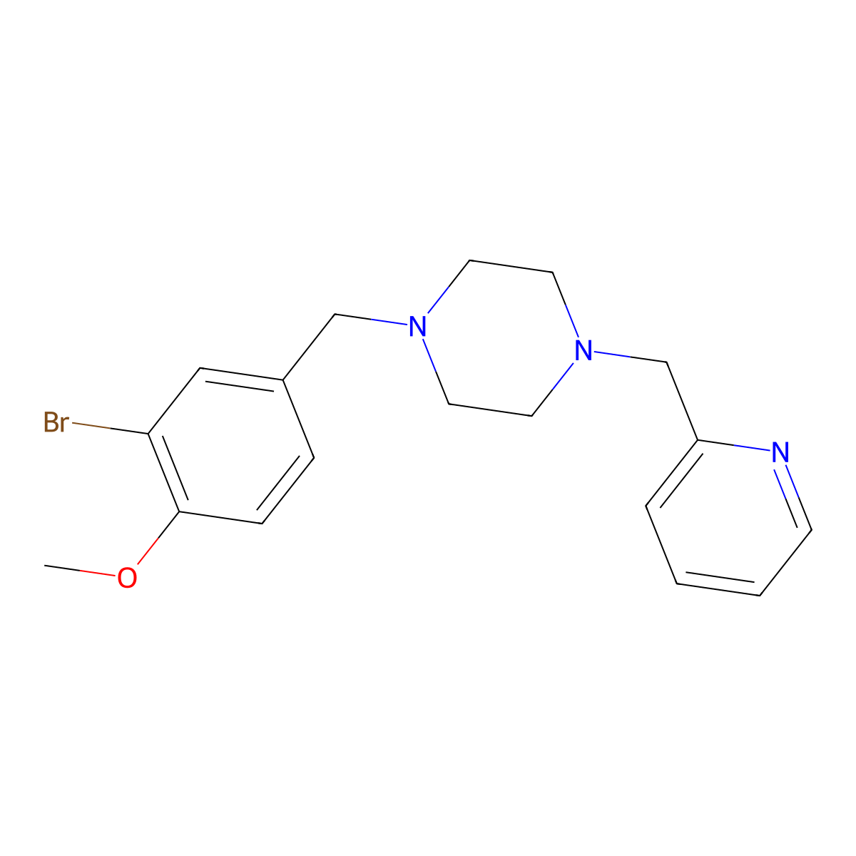1-[(3-Bromo-4-methoxyphenyl)methyl]-4-(pyridin-2-ylmethyl)piperazine molecular structure, CAS 505051-05-8