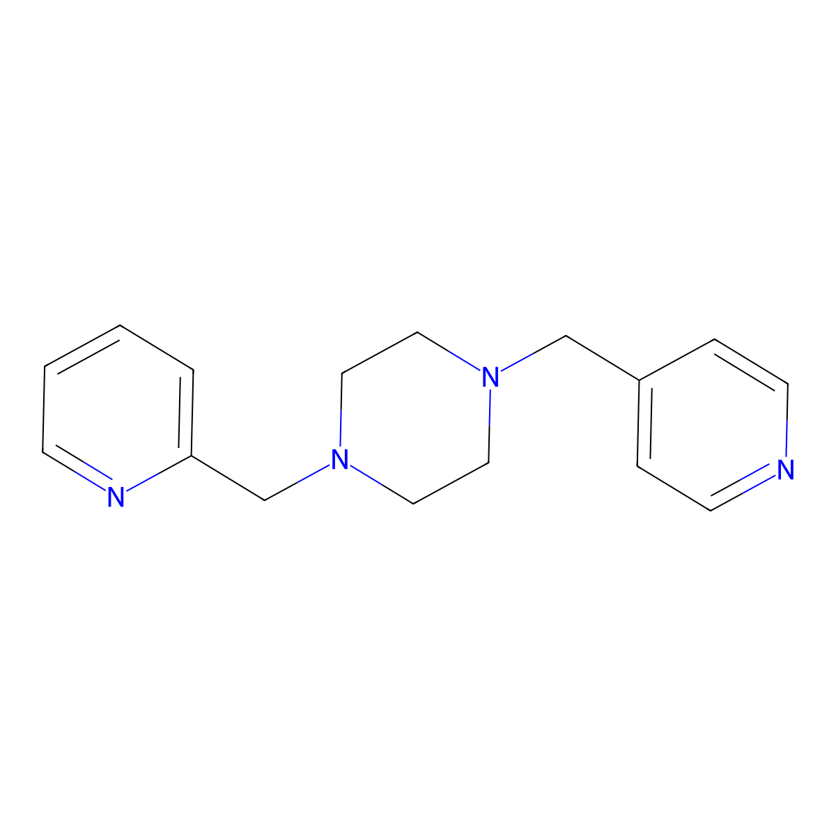 1-(Pyridin-2-ylmethyl)-4-(pyridin-4-ylmethyl)piperazine molecular structure, CAS 505051-06-9