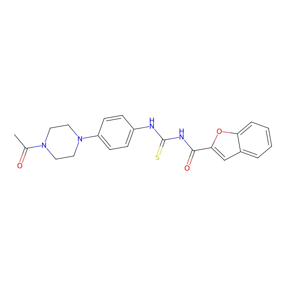 N-[[4-(4-acetylpiperazin-1-yl)phenyl]carbamothioyl]-1-benzofuran-2-carboxamide molecular structure, CAS 505051-10-5