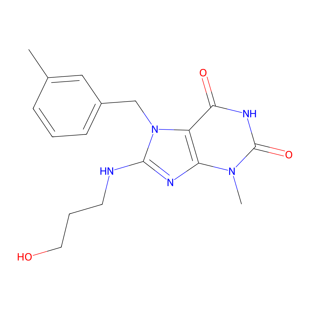 8-(3-Hydroxypropylamino)-3-methyl-7-[(3-methylphenyl)methyl]purine-2,6-dione molecular structure, CAS 505051-12-7