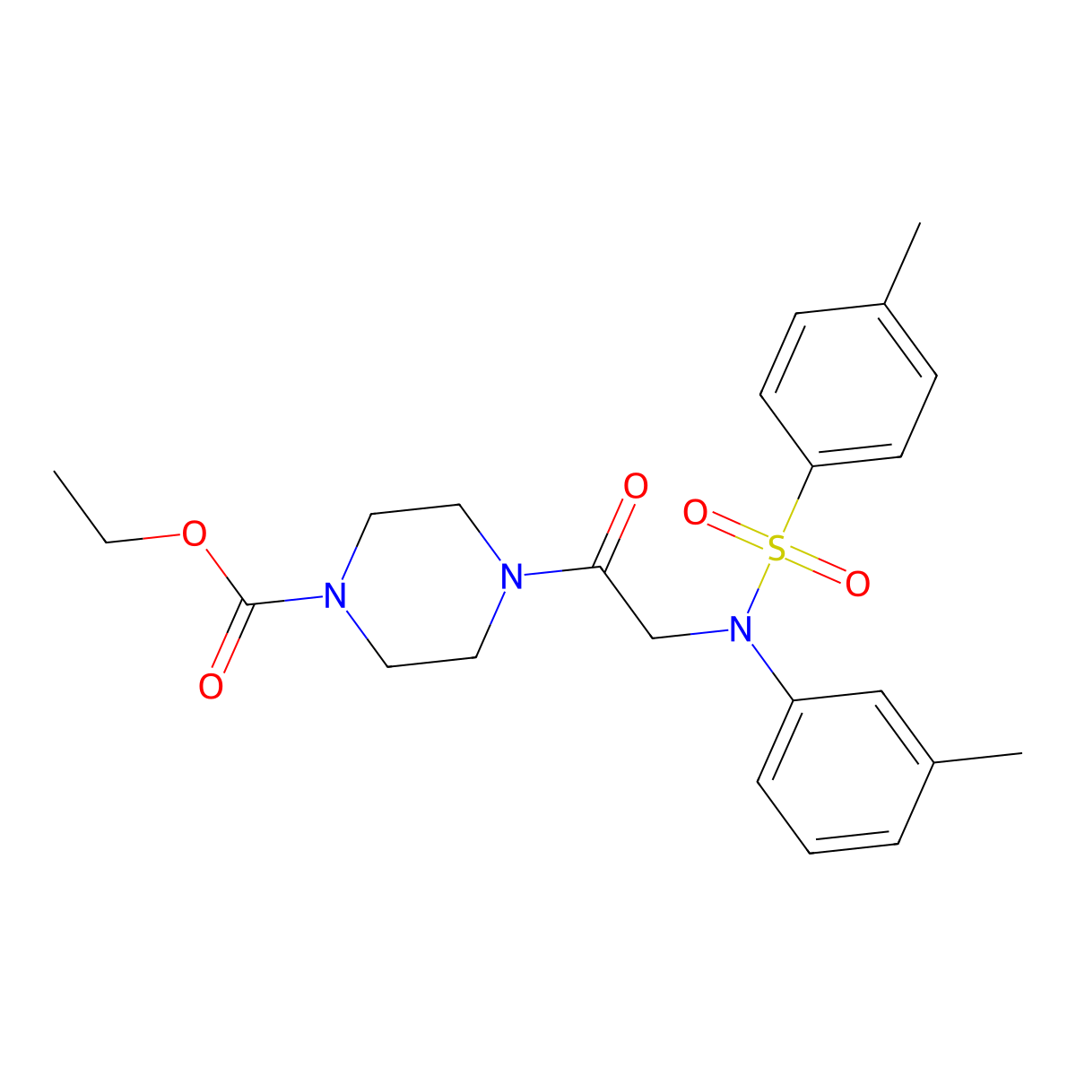 Ethyl 4-(N-(m-tolyl)-N-tosylglycyl)piperazine-1-carboxylate molecular structure, CAS 505051-15-0