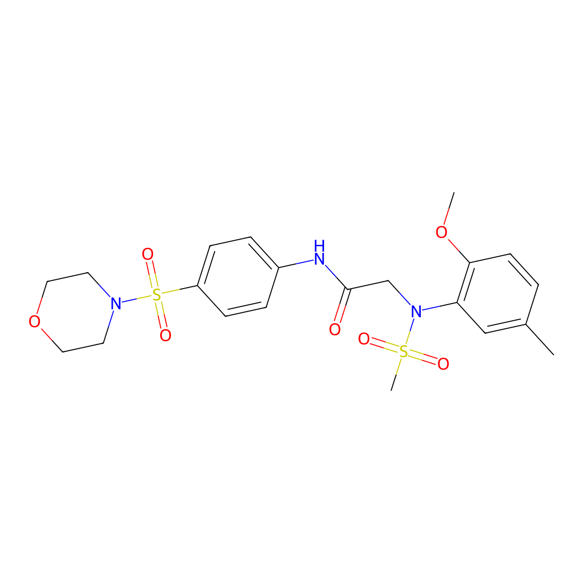 2-(2-methoxy-5-methyl-N-methylsulfonylanilino)-N-(4-morpholin-4-ylsulfonylphenyl)acetamide molecular structure, CAS 505051-27-4
