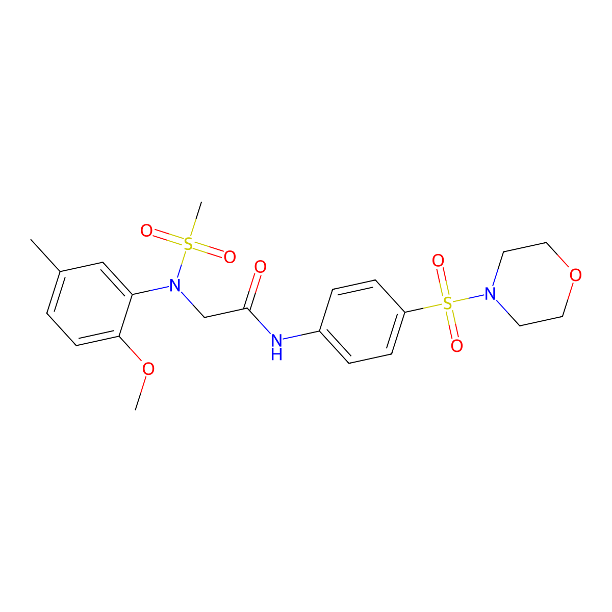 2-(2-methoxy-5-methyl-N-methylsulfonylanilino)-N-(4-morpholin-4-ylsulfonylphenyl)acetamide molecular structure, CAS 505051-27-4
