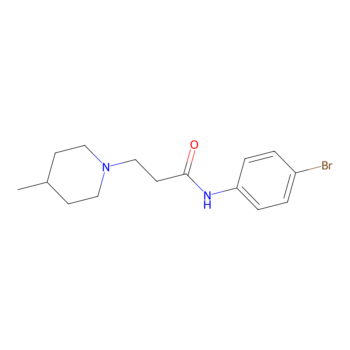 N-(4-bromophenyl)-3-(4-methylpiperidin-1-yl)propanamide molecular structure, CAS 505051-41-2