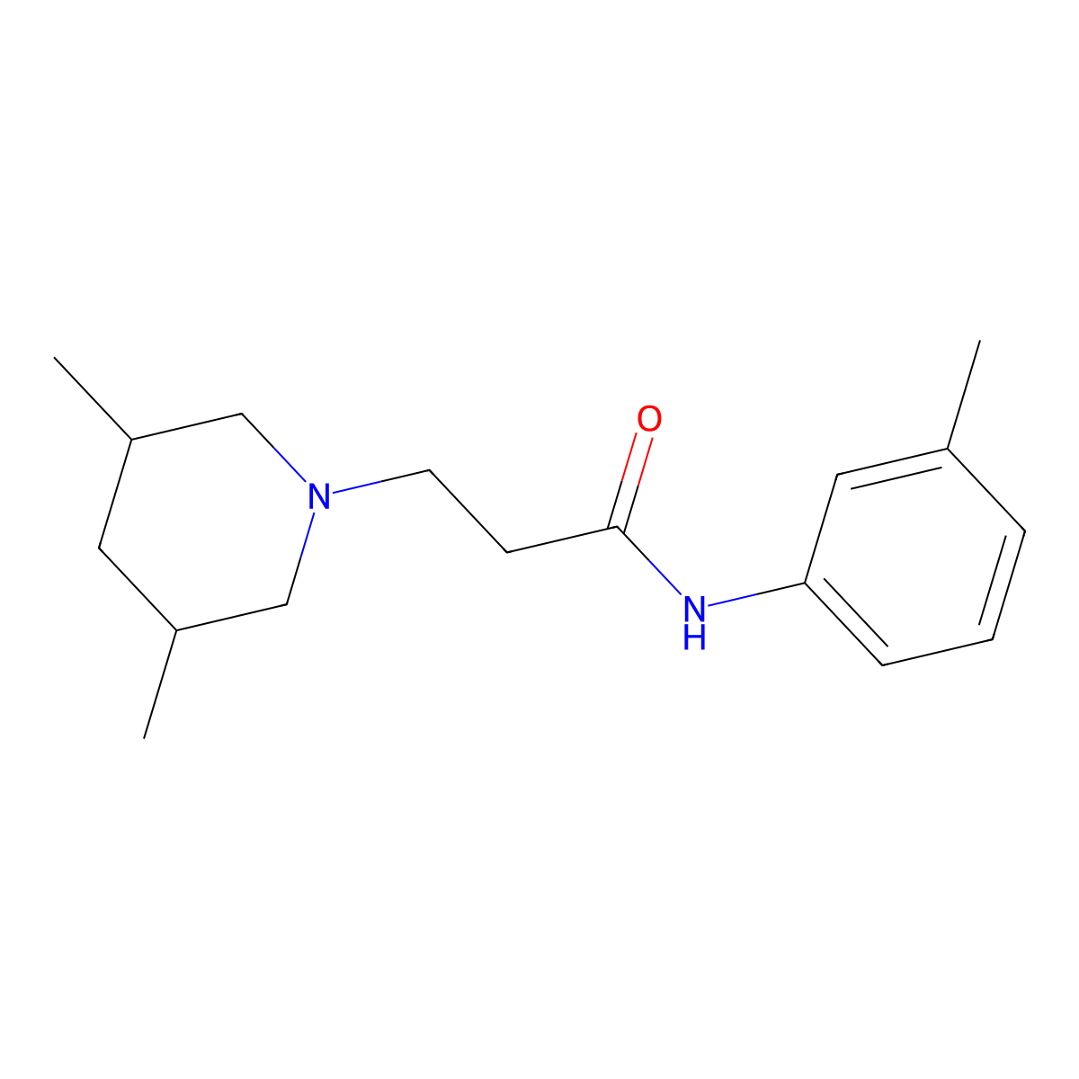 3-(3,5-dimethyl-1-piperidinyl)-N-(3-methylphenyl)propanamide molecular structure, CAS 505051-47-8