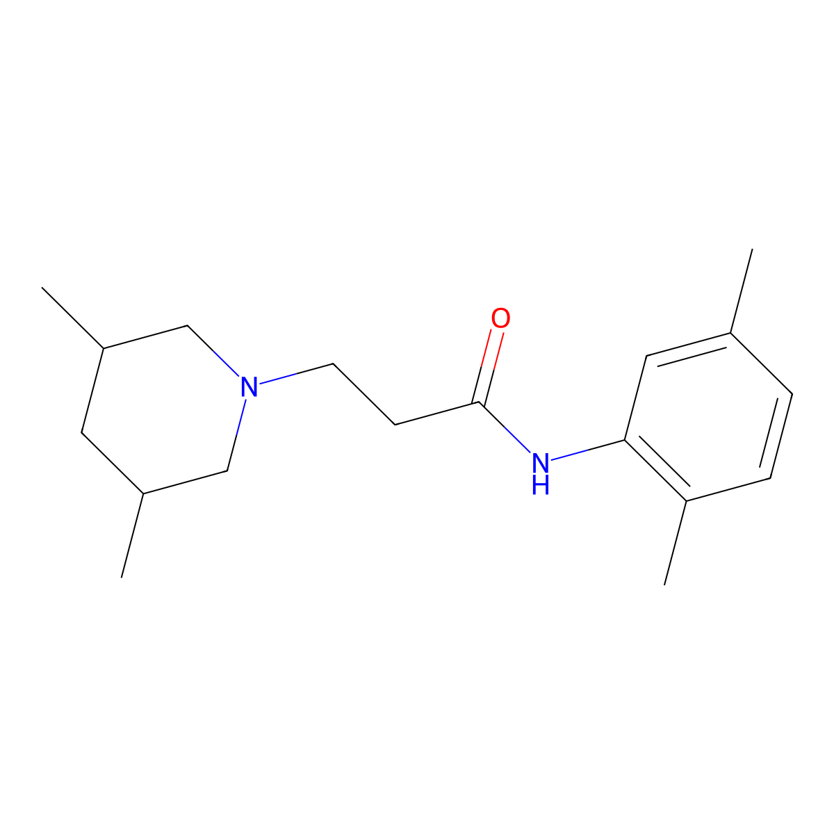 N-(2,5-dimethylphenyl)-3-(3,5-dimethylpiperidin-1-yl)propanamide molecular structure, CAS 505051-49-0