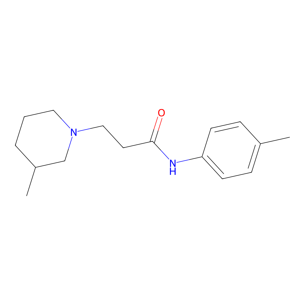 N-(4-methylphenyl)-3-(3-methylpiperidin-1-yl)propanamide molecular structure, CAS 505051-51-4