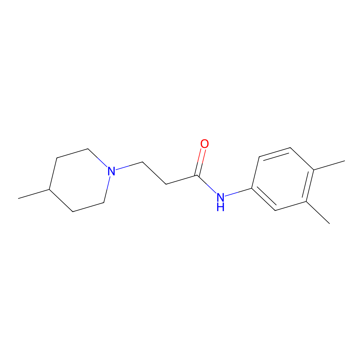 N-(3,4-dimethylphenyl)-3-(4-methyl-1-piperidinyl)propanamide molecular structure, CAS 505051-60-5
