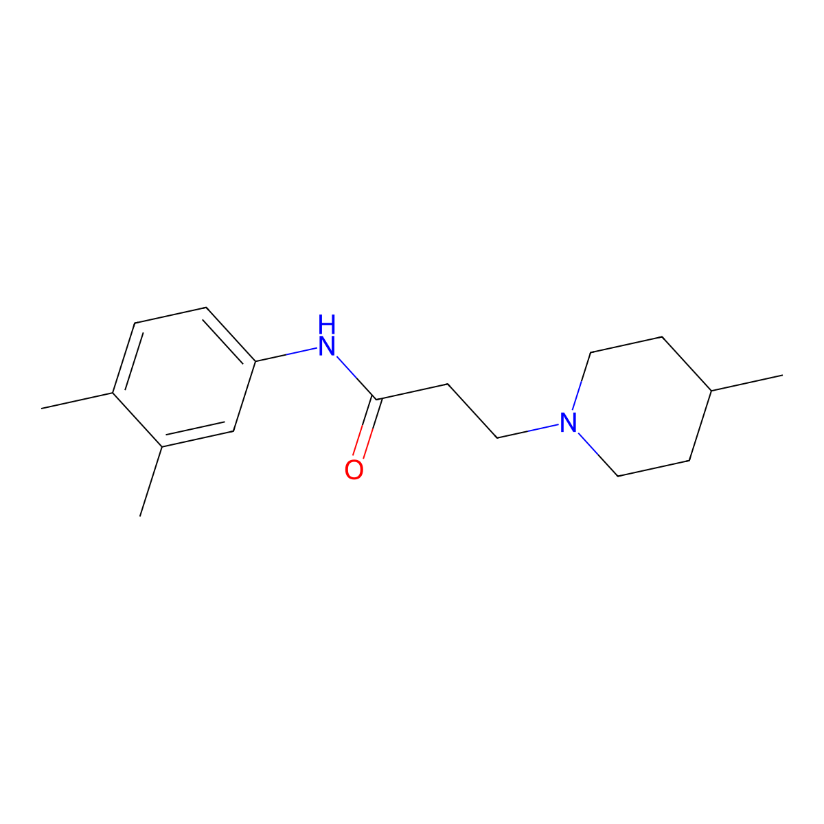 N-(3,4-dimethylphenyl)-3-(4-methyl-1-piperidinyl)propanamide molecular structure, CAS 505051-60-5