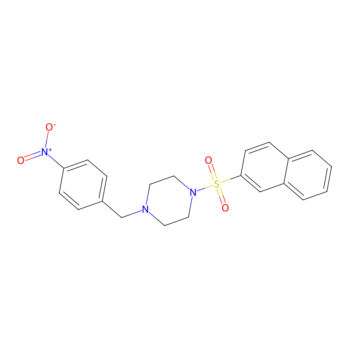 1-Naphthalen-2-ylsulfonyl-4-[(4-nitrophenyl)methyl]piperazine molecular structure, CAS 505053-67-8