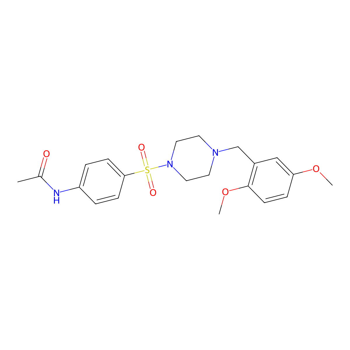 N-[4-[4-[(2,5-dimethoxyphenyl)methyl]piperazin-1-yl]sulfonylphenyl]acetamide molecular structure, CAS 505053-72-5