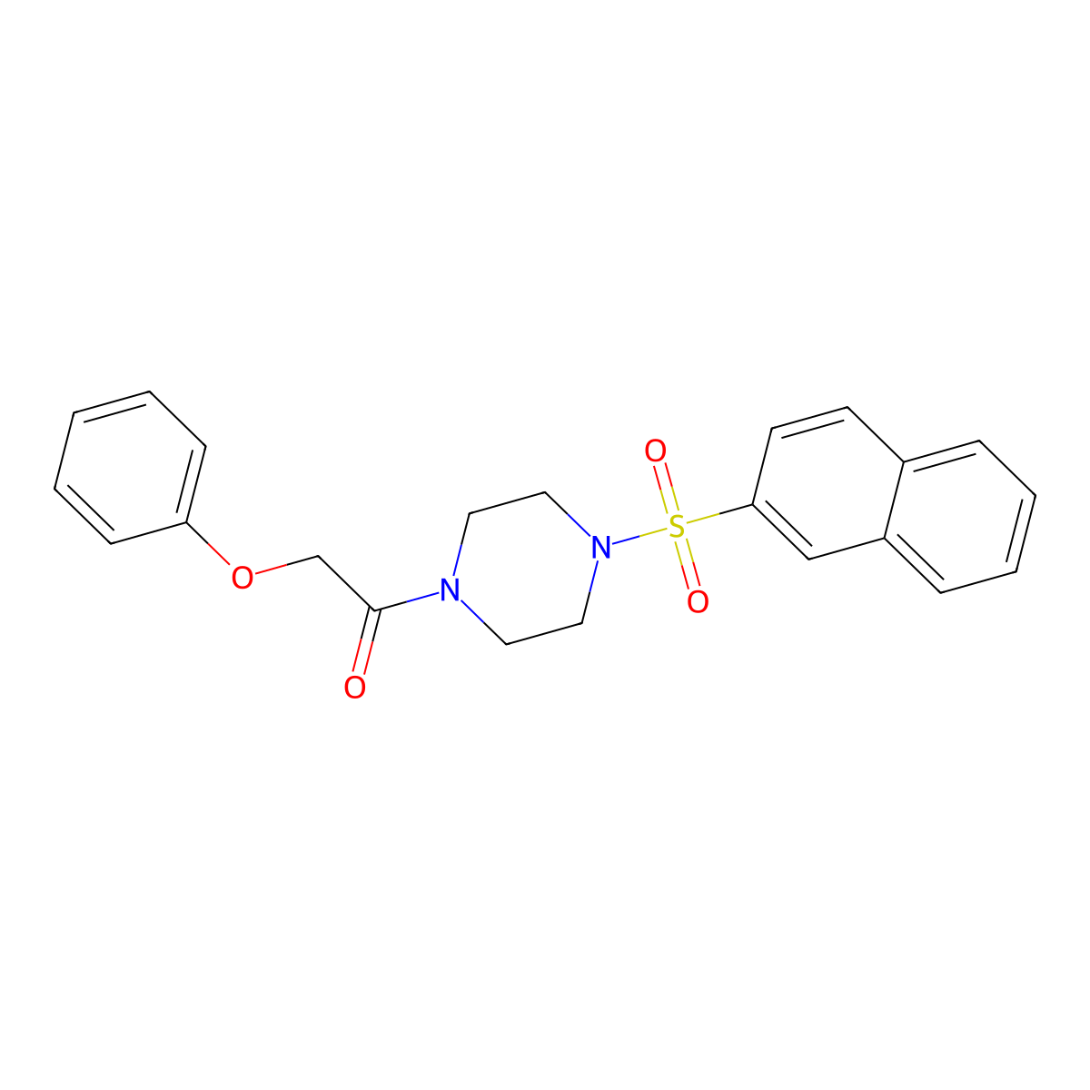 1-[4-(2-Naphthylsulfonyl)piperazinyl]-2-phenoxyethan-1-one molecular structure, CAS 505053-78-1