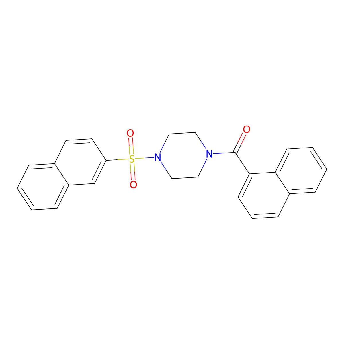 Naphthalen-1-yl-(4-naphthalen-2-ylsulfonylpiperazin-1-yl)methanone molecular structure, CAS 505053-79-2