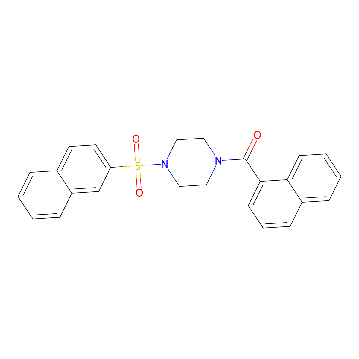 Naphthalen-1-yl-(4-naphthalen-2-ylsulfonylpiperazin-1-yl)methanone molecular structure, CAS 505053-79-2