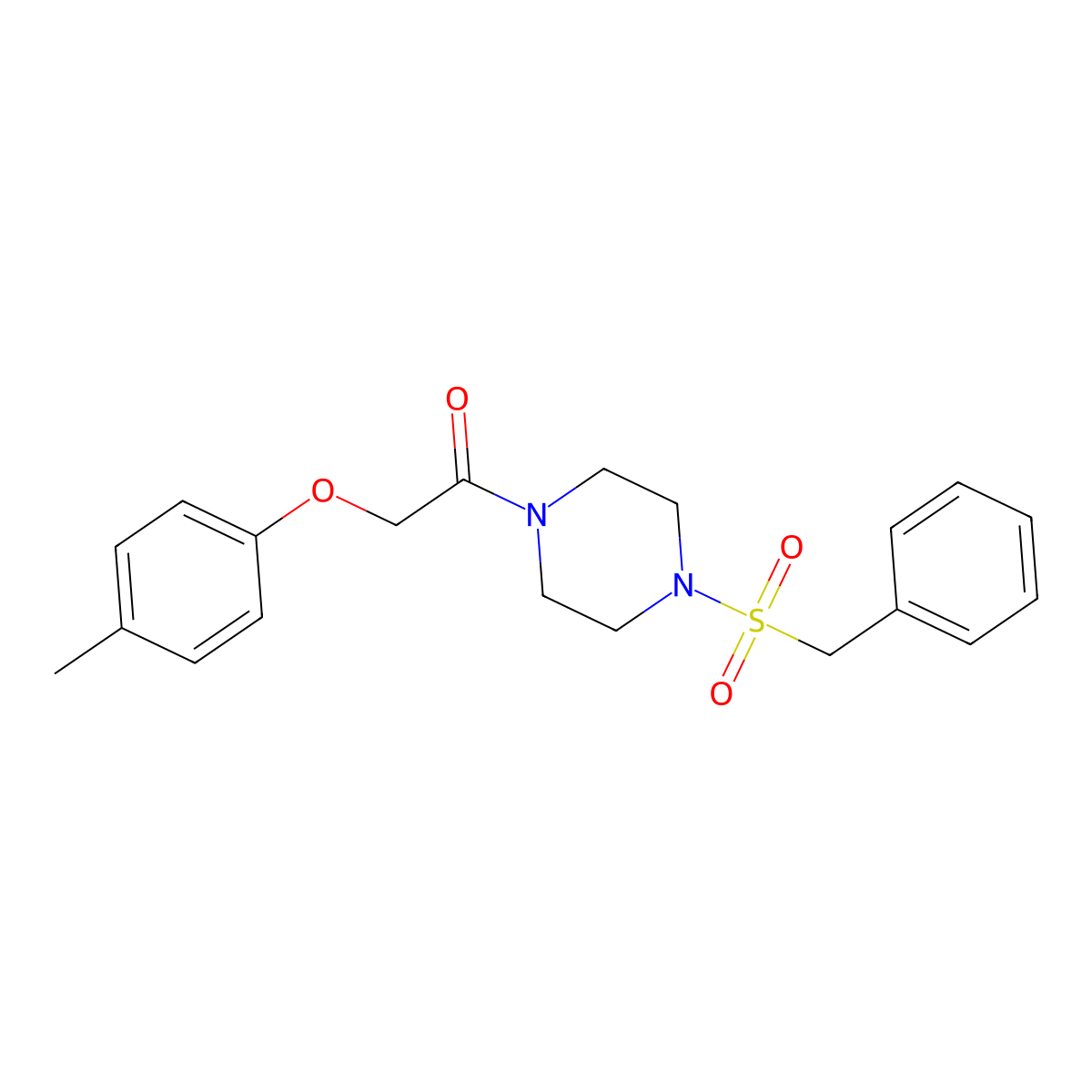 1-(4-Benzylsulfonylpiperazin-1-yl)-2-(4-methylphenoxy)ethanone molecular structure, CAS 505053-81-6