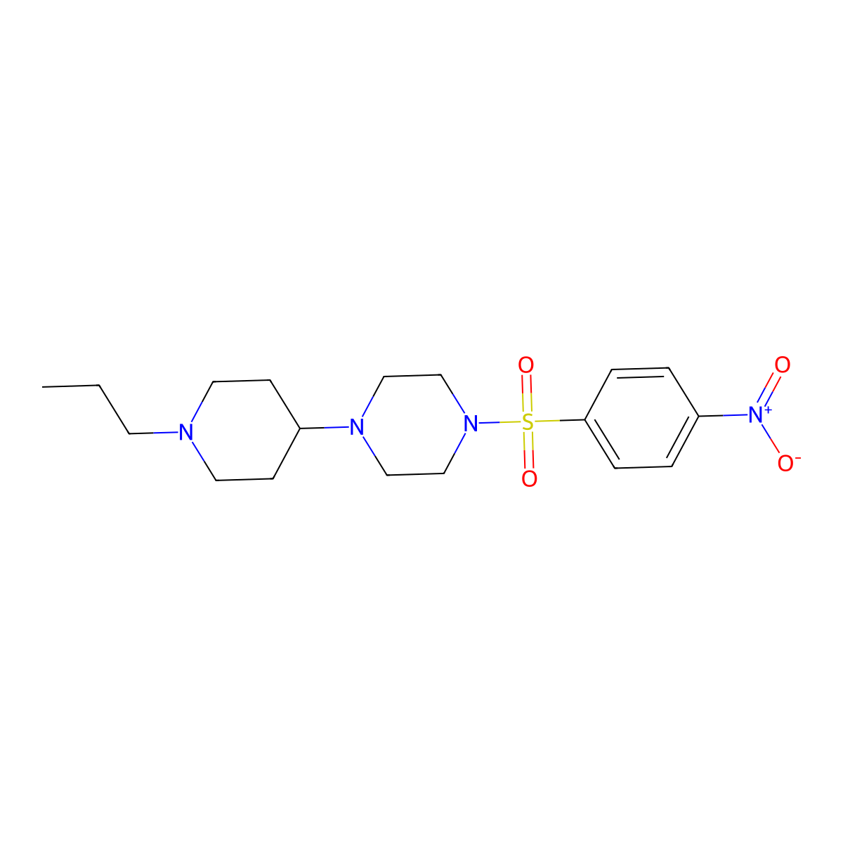 1-(4-Nitrophenyl)sulfonyl-4-(1-propylpiperidin-4-yl)piperazine molecular structure, CAS 505053-85-0