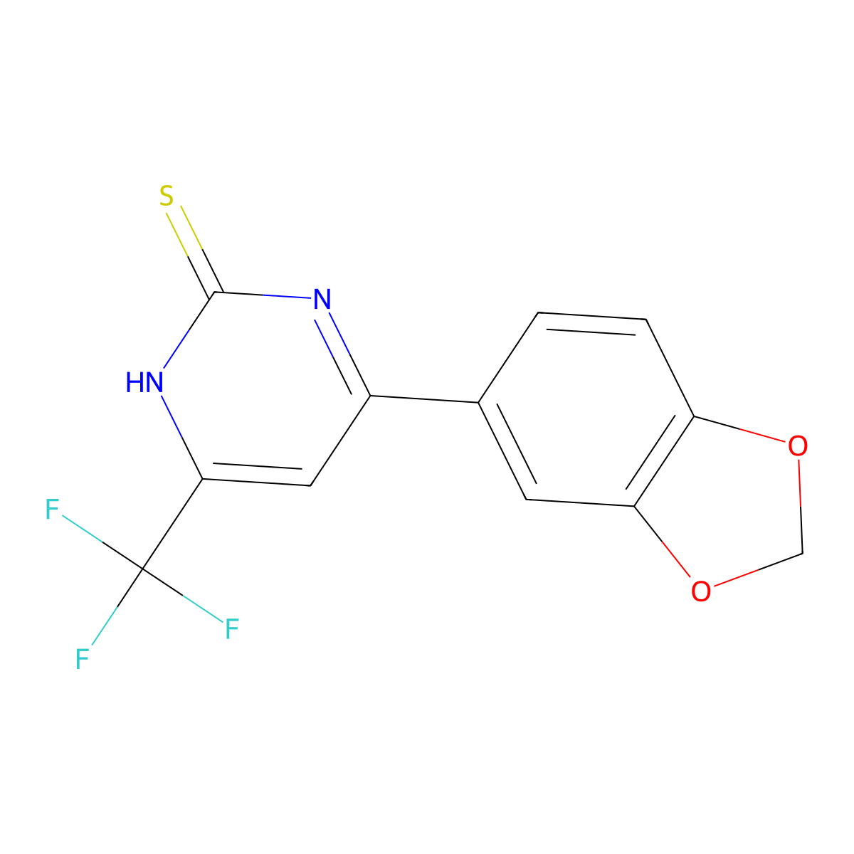 4-(1,3-Benzodioxol-5-yl)-6-(trifluoromethyl)pyrimidine-2-thiol molecular structure, CAS 505053-95-2