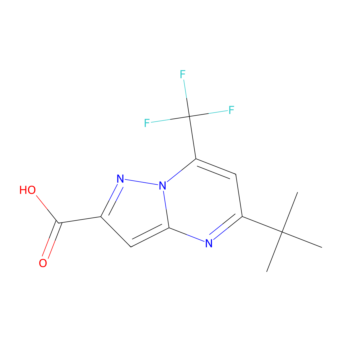 5-Tert-butyl-7-(trifluoromethyl)pyrazolo[1,5-a]pyrimidine-2-carboxylic acid molecular structure, CAS 505054-57-9