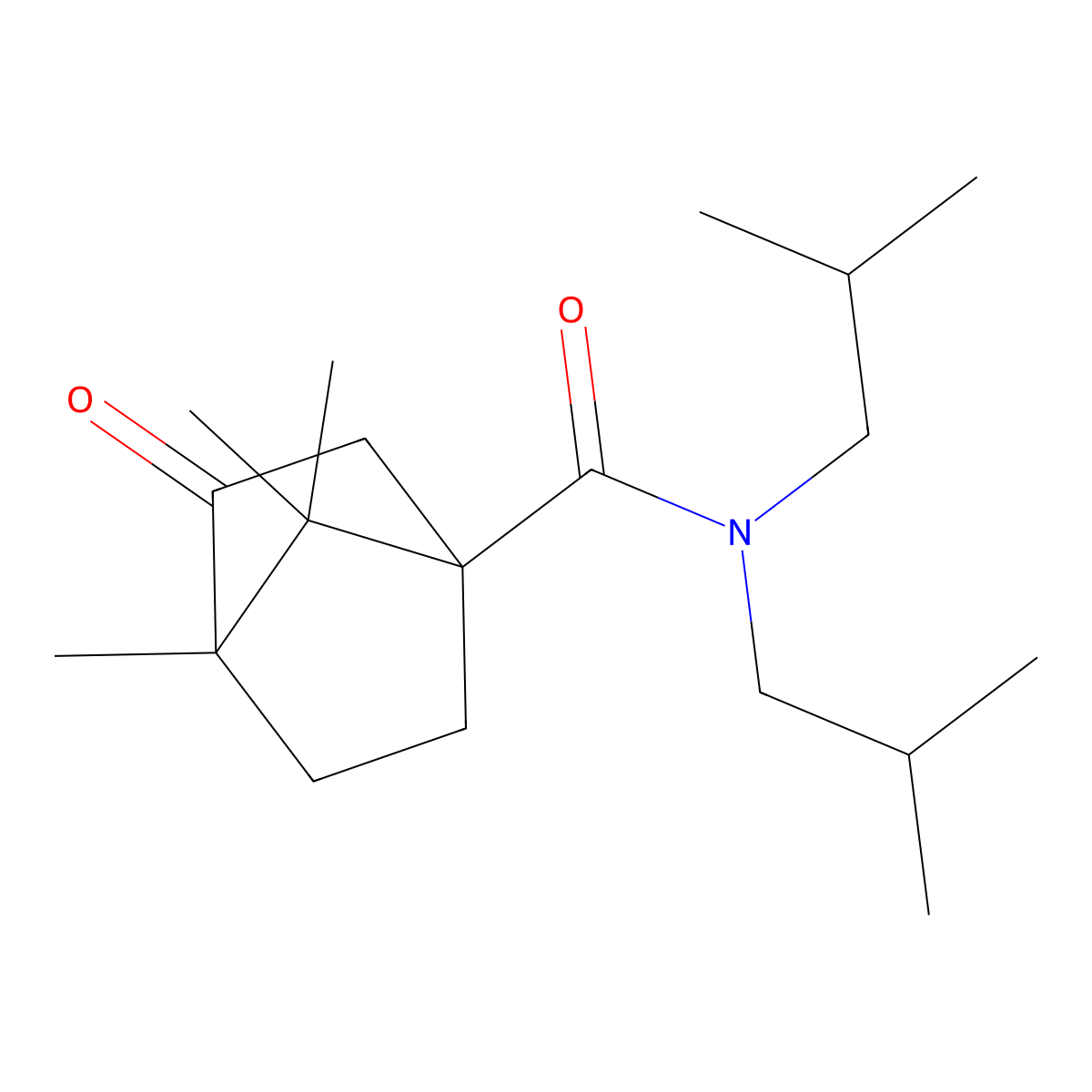 1,7,7-trimethyl-N,N-bis(2-methylpropyl)-2-oxo-4-bicyclo[2.2.1]heptanecarboxamide molecular structure, CAS 505060-41-3