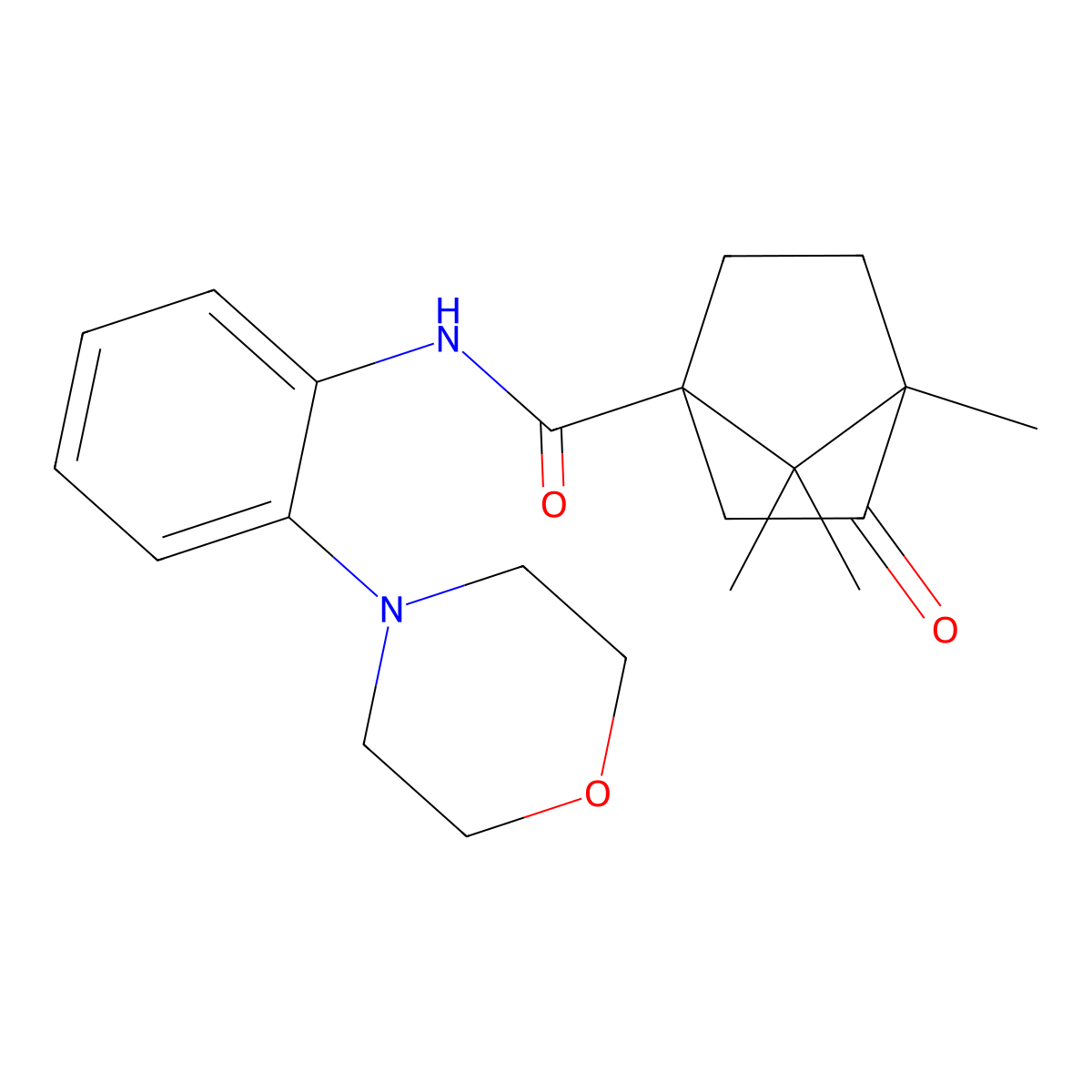 N-(2-morpholin-4-ylphenyl)(4,7,7-trimethyl-3-oxobicyclo[2.2.1]heptyl)carboxami de molecular structure, CAS 505060-42-4