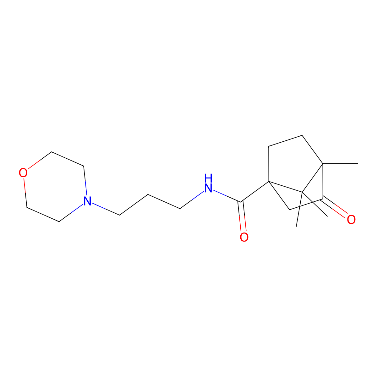 4,7,7-trimethyl-N-[3-(morpholin-4-yl)propyl]-3-oxobicyclo[2.2.1]heptane-1-carboxamide molecular structure, CAS 505060-44-6