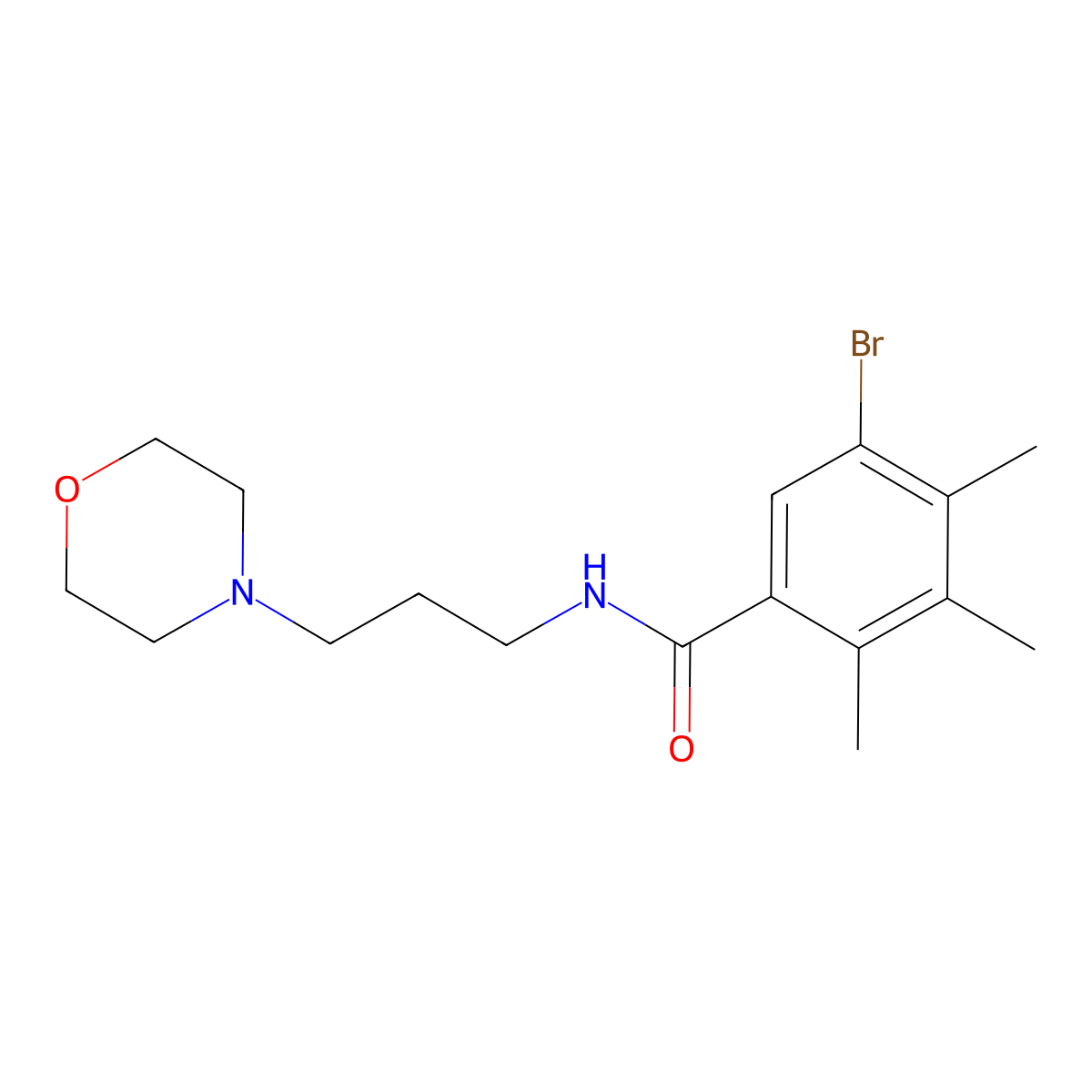 5-bromo-2,3,4-trimethyl-N-[3-(morpholin-4-yl)propyl]benzamide molecular structure, CAS 505060-53-7