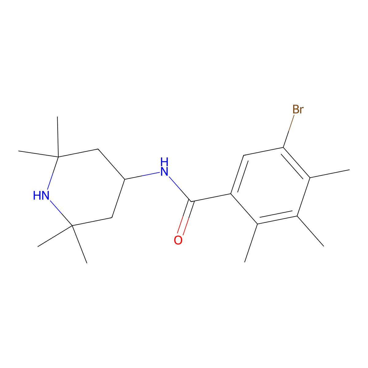 5-bromo-2,3,4-trimethyl-N-(2,2,6,6-tetramethylpiperidin-4-yl)benzamide molecular structure, CAS 505060-54-8