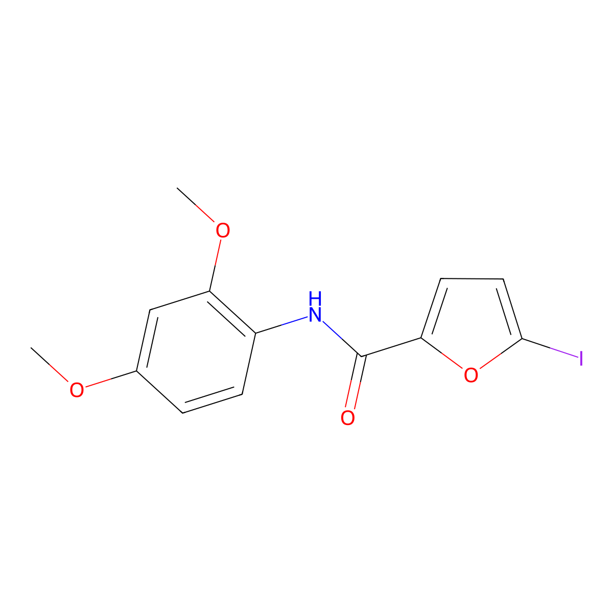 N-(2,4-dimethoxyphenyl)-5-iodofuran-2-carboxamide molecular structure, CAS 505060-56-0