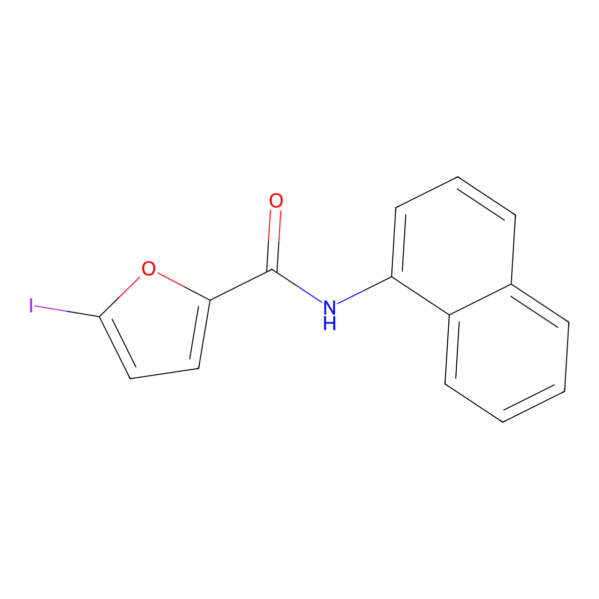 5-iodo-N-(naphthalen-1-yl)furan-2-carboxamide molecular structure, CAS 505060-58-2