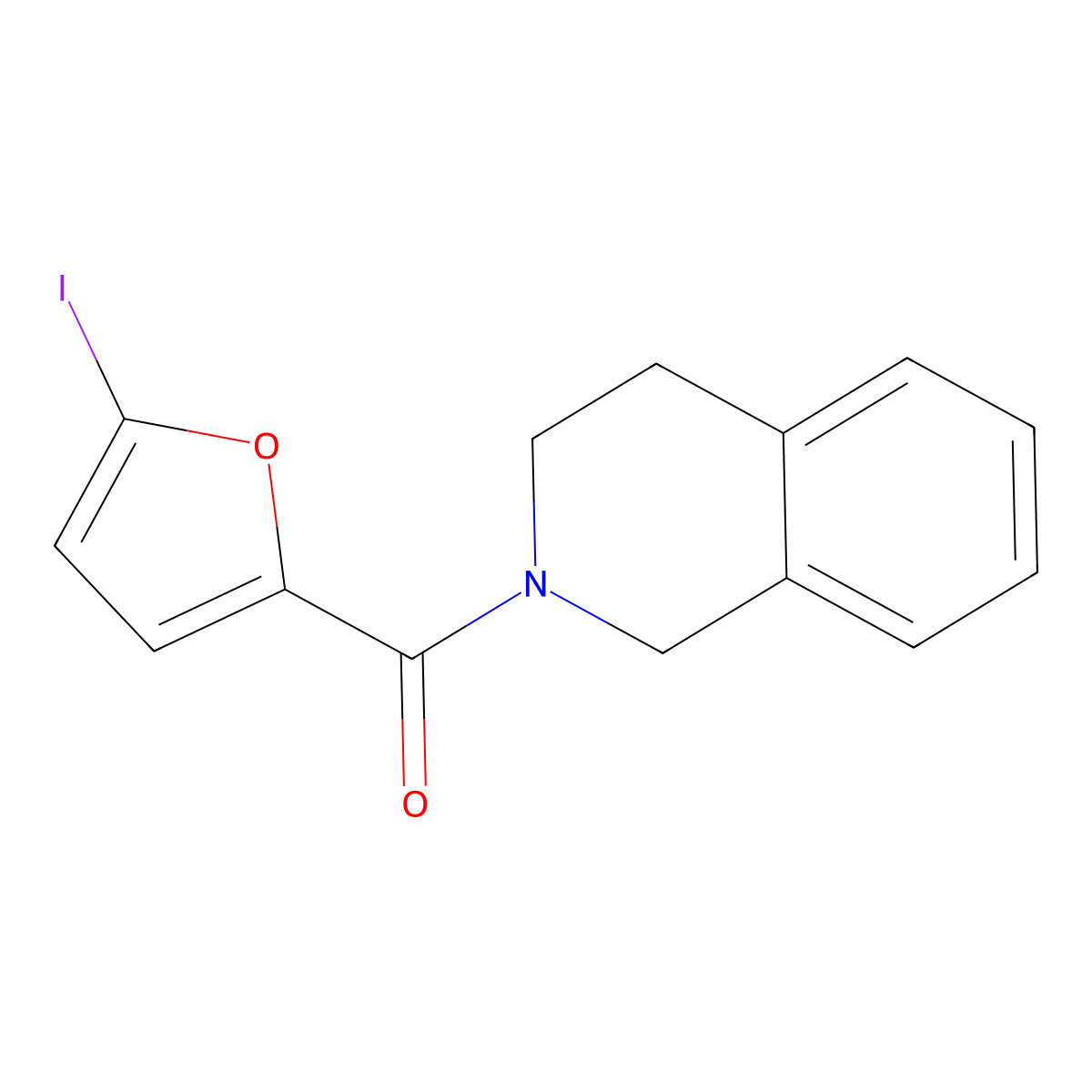 3,4-dihydroisoquinolin-2(1H)-yl(5-iodofuran-2-yl)methanone molecular structure, CAS 505060-62-8