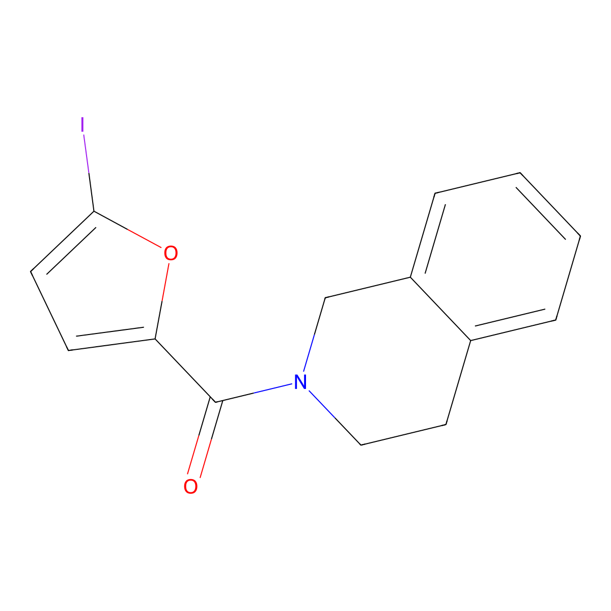 3,4-dihydroisoquinolin-2(1H)-yl(5-iodofuran-2-yl)methanone molecular structure, CAS 505060-62-8
