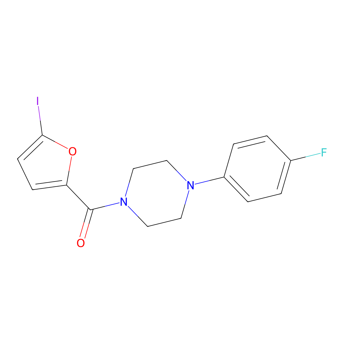 [4-(4-Fluorophenyl)piperazin-1-yl](5-iodofuran-2-yl)methanone molecular structure, CAS 505060-67-3