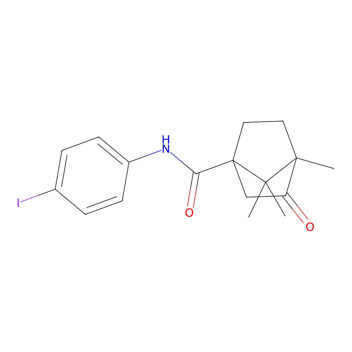 N-(4-Iodophenyl)-4,7,7-trimethyl-3-oxobicyclo[2.2.1]heptane-1-carboxamide molecular structure, CAS 505060-72-0