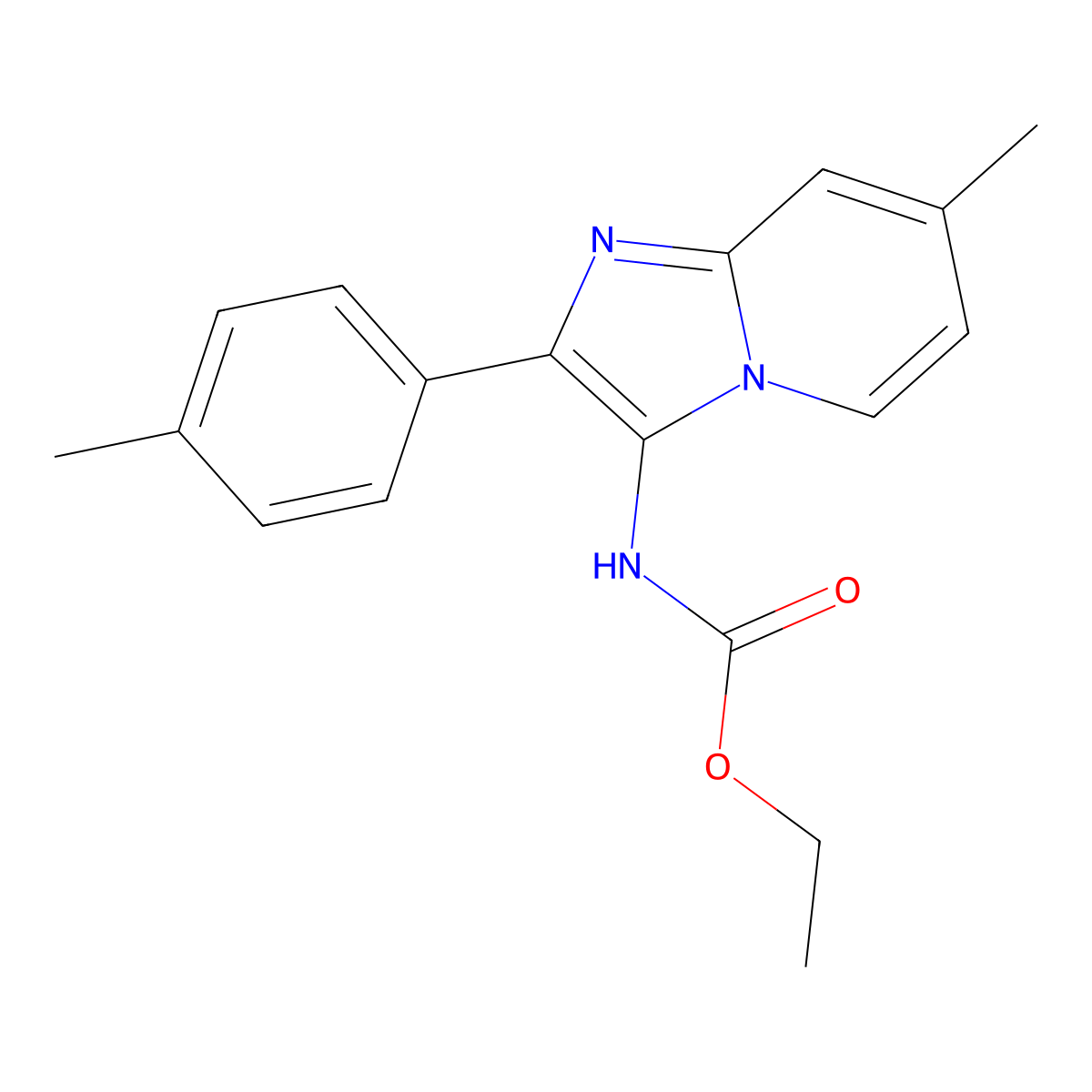 ethyl N-[7-methyl-2-(4-methylphenyl)imidazo[1,2-a]pyridin-3-yl]carbamate molecular structure, CAS 505060-80-0