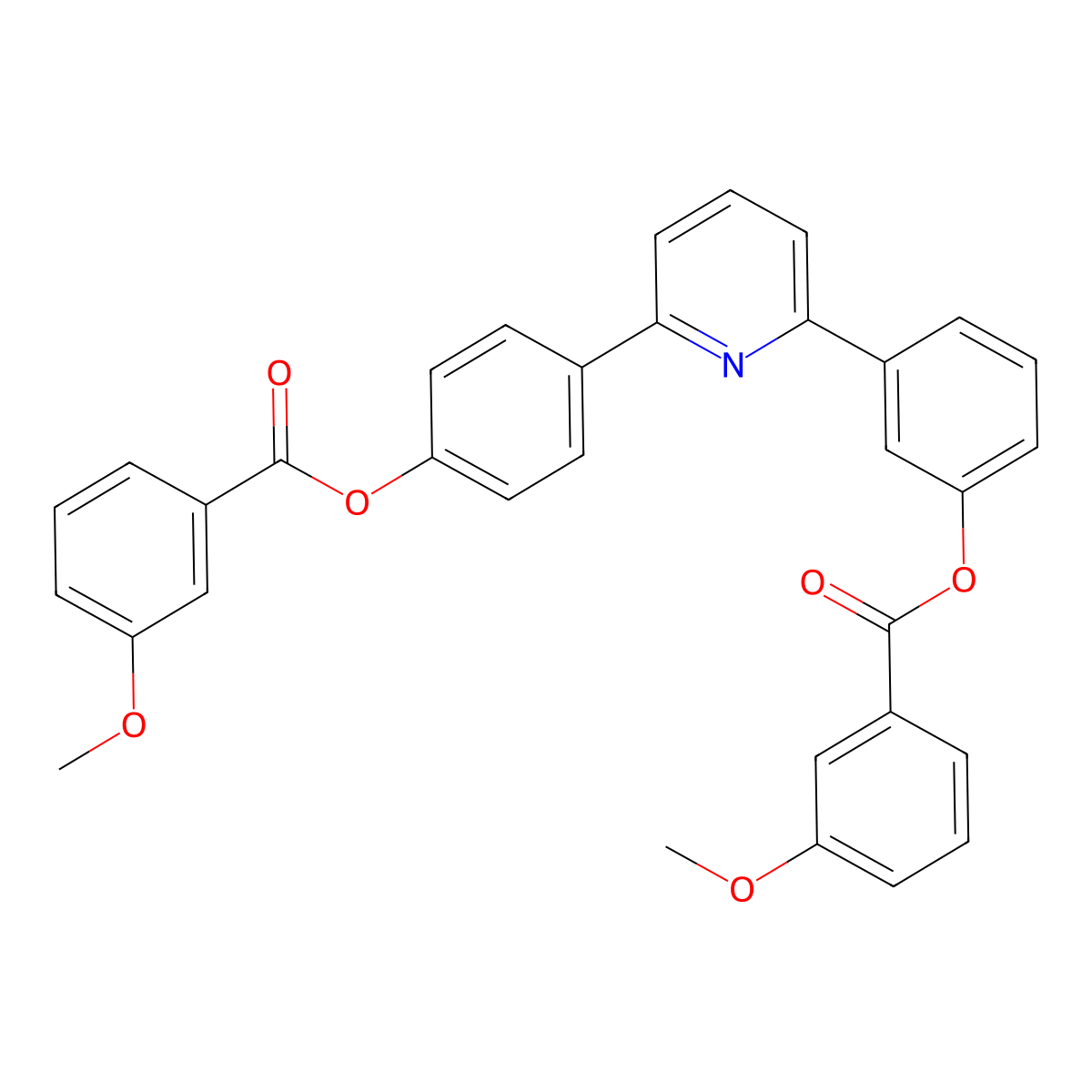 3-(6-{4-[(3-Methoxybenzoyl)oxy]phenyl}-2-pyridinyl)phenyl 3-methoxybenzoate molecular structure, CAS 505062-42-0