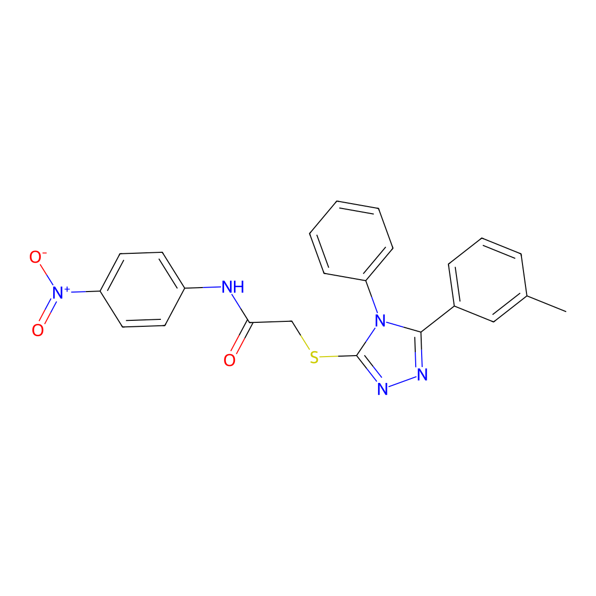 N-(4-Nitrophenyl)-2-((4-phenyl-5-(m-tolyl)-4H-1,2,4-triazol-3-yl)thio)acetamide molecular structure, CAS 505065-03-2