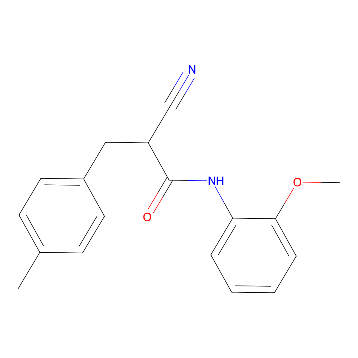 2-cyano-N-(2-methoxyphenyl)-3-(4-methylphenyl)propanamide molecular structure, CAS 505065-25-8