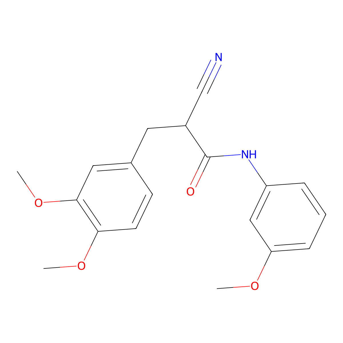 2-cyano-3-(3,4-dimethoxyphenyl)-N-(3-methoxyphenyl)propanamide molecular structure, CAS 505065-27-0