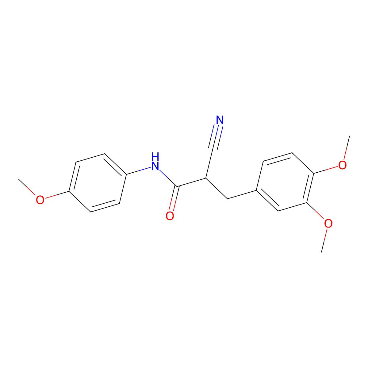 2-cyano-3-(3,4-dimethoxyphenyl)-N-(4-methoxyphenyl)propanamide molecular structure, CAS 505065-29-2