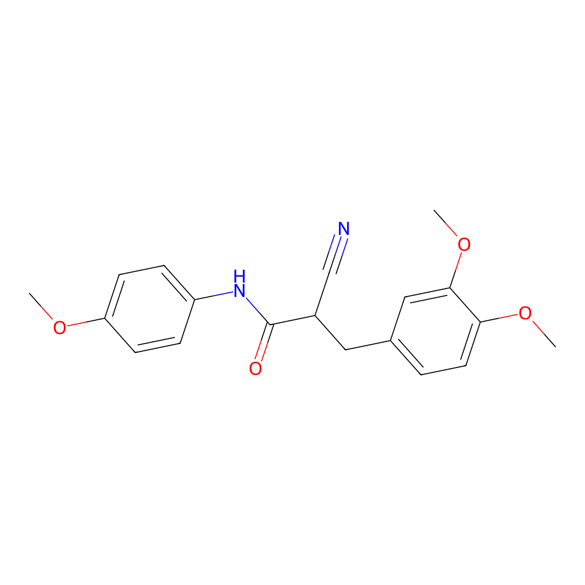 2-cyano-3-(3,4-dimethoxyphenyl)-N-(4-methoxyphenyl)propanamide molecular structure, CAS 505065-29-2