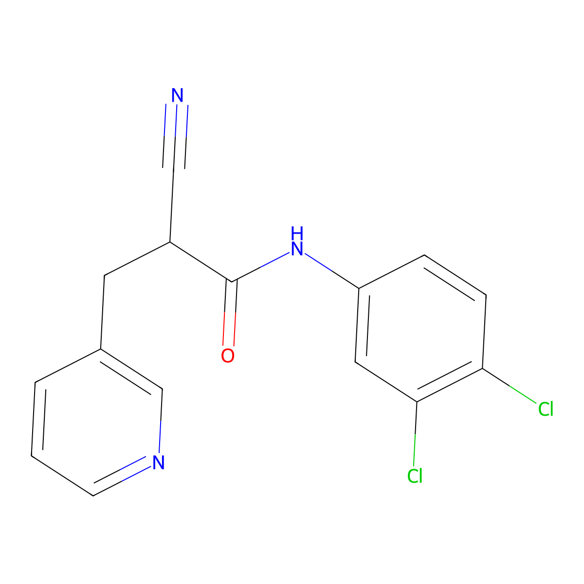 2-cyano-N-(3,4-dichlorophenyl)-3-(pyridin-3-yl)propanamide molecular structure, CAS 505065-30-5