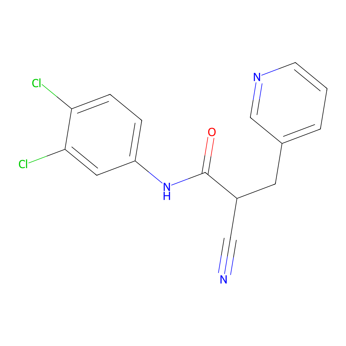 2-cyano-N-(3,4-dichlorophenyl)-3-(pyridin-3-yl)propanamide molecular structure, CAS 505065-30-5
