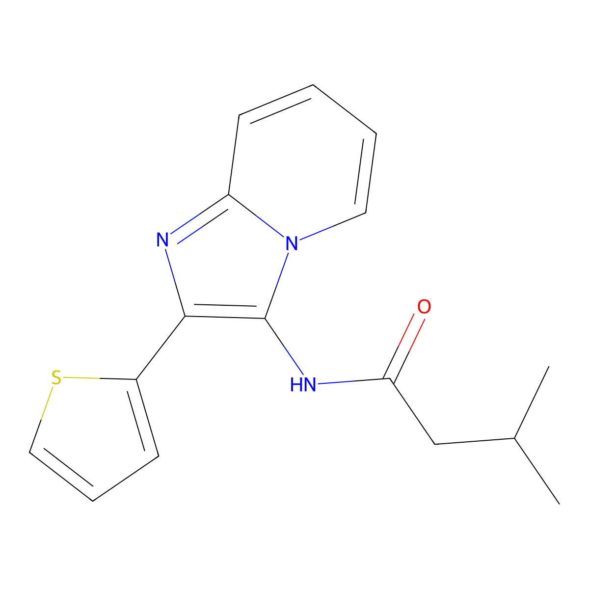 3-methyl-N-[2-(thiophen-2-yl)imidazo[1,2-a]pyridin-3-yl]butanamide molecular structure, CAS 505065-87-2