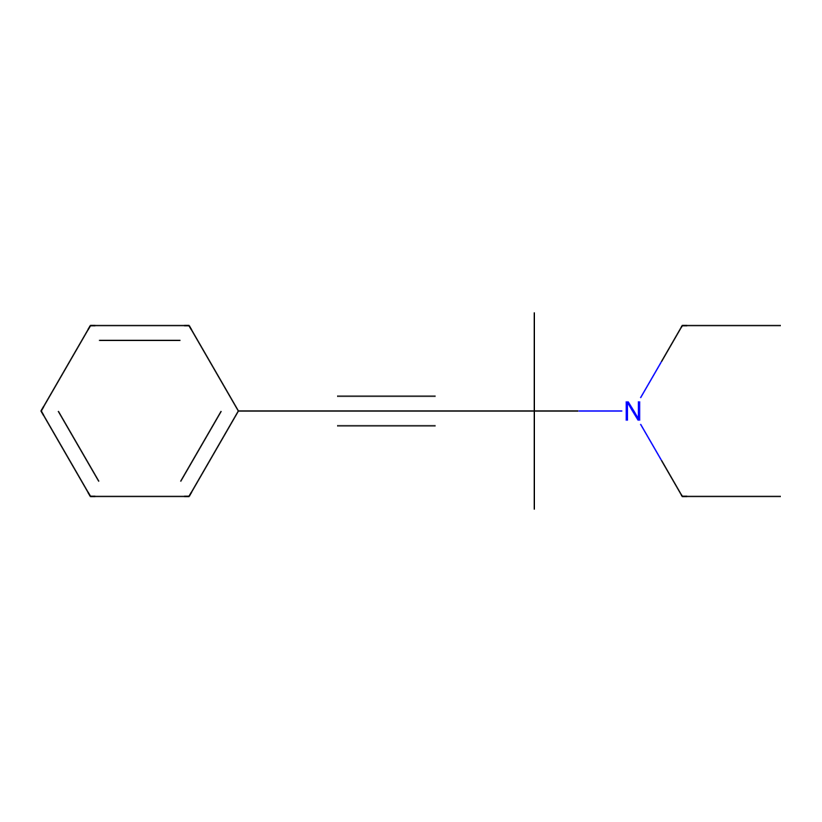 N,N-diethyl-2-methyl-4-phenylbut-3-yn-2-amine molecular structure, CAS 505065-91-8