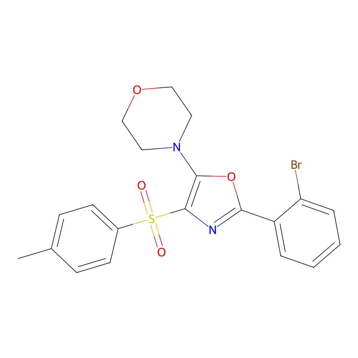 4-[2-(2-Bromophenyl)-4-(4-methylphenyl)sulfonyl-1,3-oxazol-5-yl]morpholine molecular structure, CAS 505066-52-4