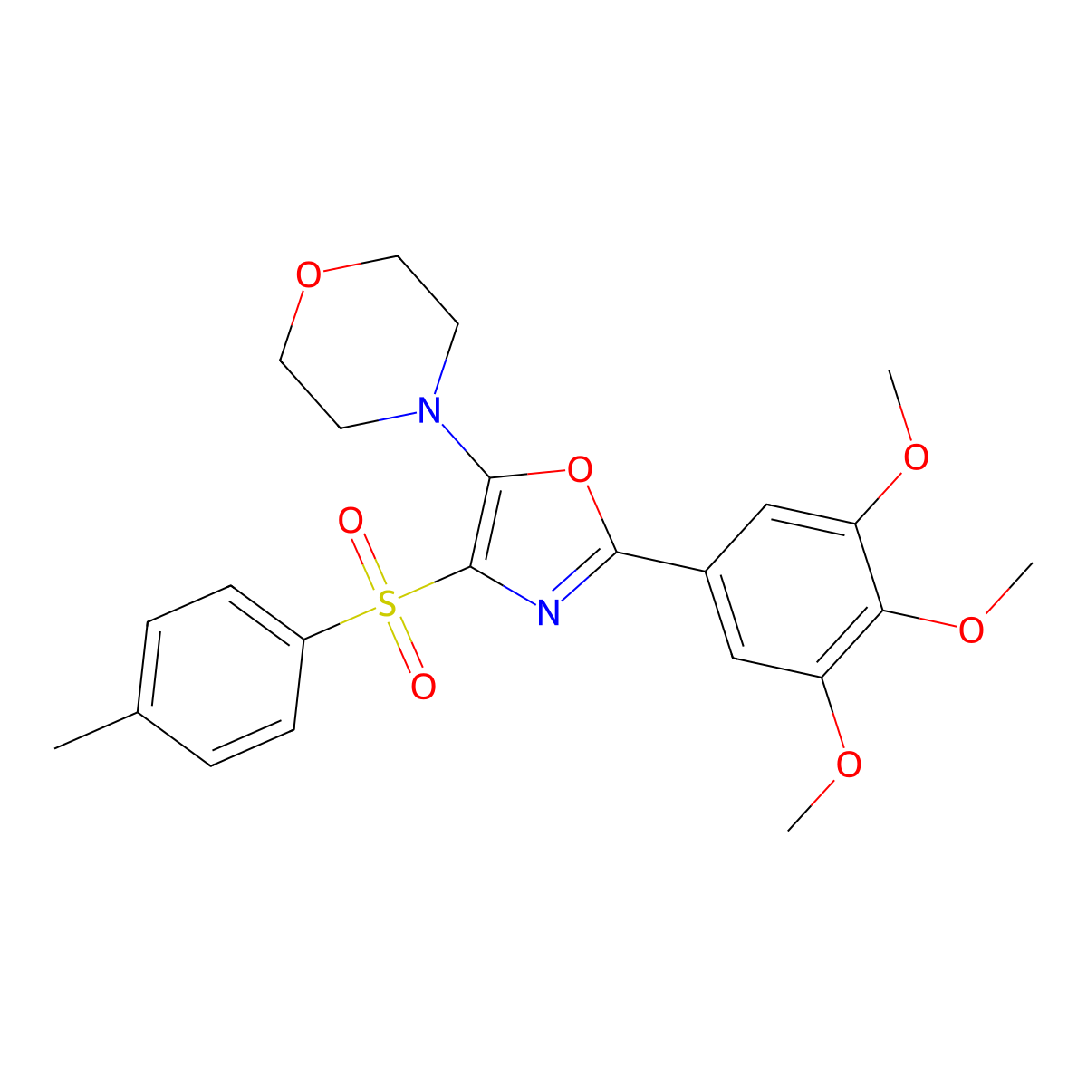 4-[4-(Toluene-4-sulfonyl)-2-(3,4,5-trimethoxy-phenyl)-oxazol-5-yl]-morpholine molecular structure, CAS 505066-71-7