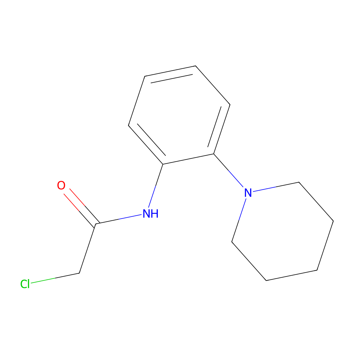2-chloro-N-[2-(piperidin-1-yl)phenyl]acetamide molecular structure, CAS 505066-75-1