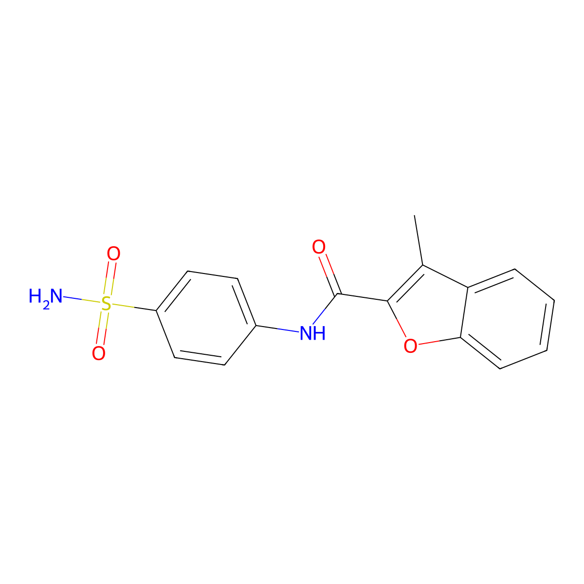 N-(4-(Aminosulfonyl)phenyl)-3-methyl-1-benzofuran-2-carboxamide molecular structure, CAS 505067-61-8