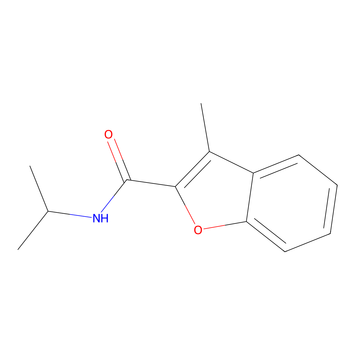 N-Isopropyl-3-methyl-1-benzofuran-2-carboxamide molecular structure, CAS 505067-62-9